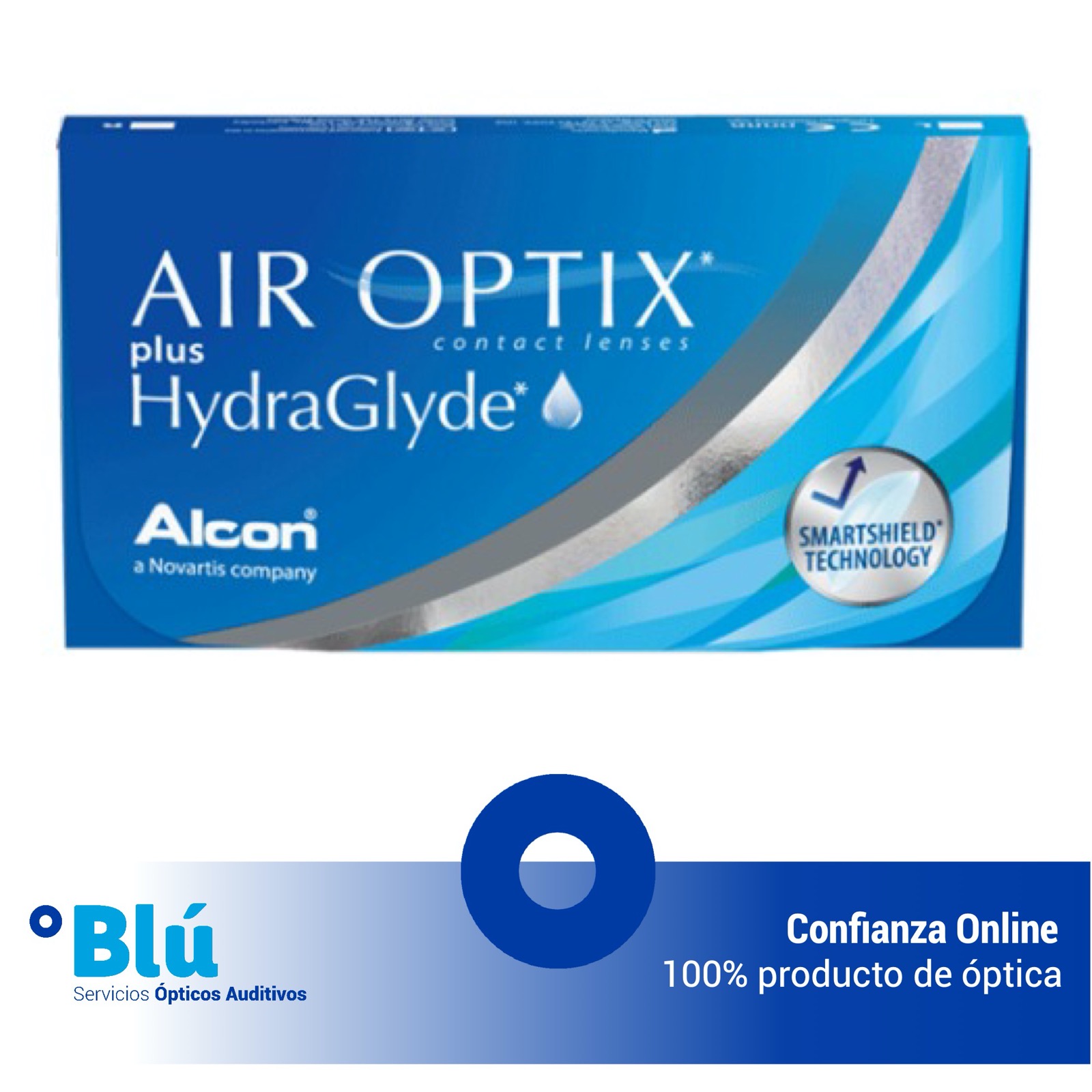 Lentillas mensuales Air Optix plus Hydraglyde (Caja de 6 lentes)